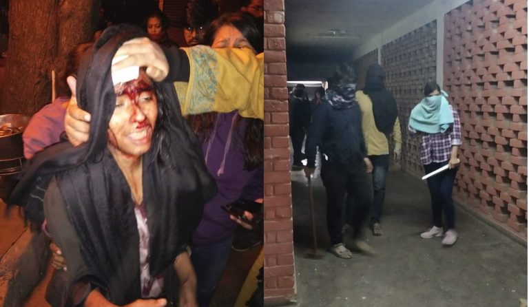 Even as left-wing groups keep JNU under forced lockdown over fee hike, masked men with sticks enter campus, indulge in violence