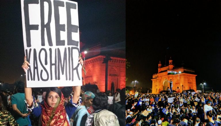 The ‘students’ at Mumbai’s Gateway of India protesting against JNU violence show up with ‘Free Kashmir’ posters