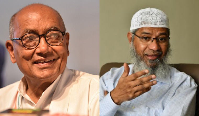 Digvijaya Singh who once shared stage with Zakir Naik is demanding answers from BJP over Naik’s recent remarks