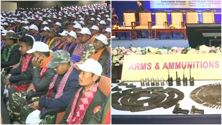 Assam: After historic peace agreement, 1,615 cadres of all four factions of NDFB lay down arms in Guwahati