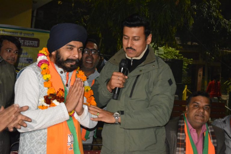 Delhi assembly election: BJP candidate Tajinder Pal Singh Bagga visits AAP’s Hari Nagar election office to seek votes