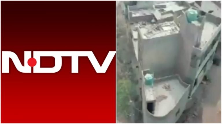 Delhi Anti-Hindu riots: NDTV edits out visuals of a Mosque with huge pile of stones from drone footage, shows only ‘secular’ rooftops