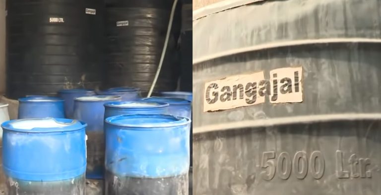 Delhi: Acid Factory inside a shop called ‘Deepak Band’ run by one Feroz Khan suspected of supplying acid during the riots