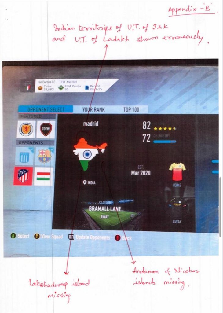 Instruction by Survey of India to Telangana to take action against EA Sports FIFA