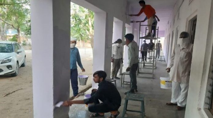 Migrant workers in Rajasthan turn adversity into opportunity as they paint the quarantine centre they are held in amidst coronavirus lockdown