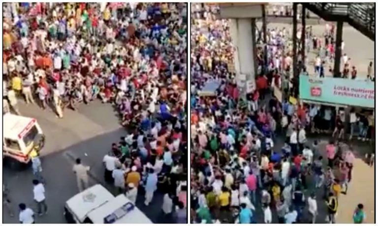 Maharashtra: Mumbai Police resorts to lathi charge as migrant workers gather in large number at mosque in Bandra demanding to go home
