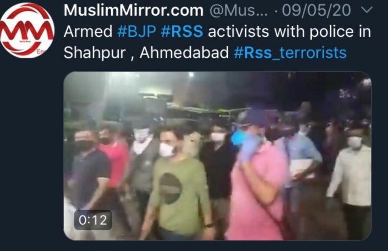 FIR lodged by Ahmedabad Police against online portal Muslim Mirror for calling officers of Crime Branch “armed BJP and RSS activists”