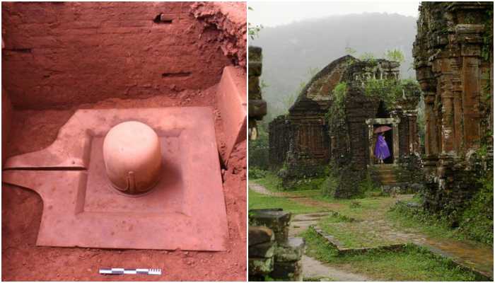 1100-year-old monolithic sandstone Shivling unearthed in Vietnam’s Cham temple complex in My Son Sanctuary
