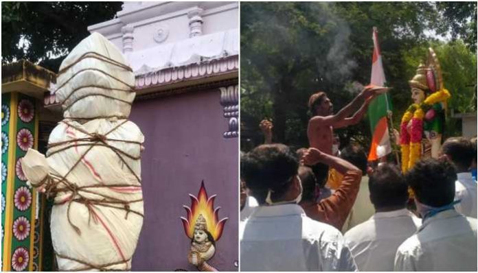 The Bharat Mata statue was restored to its former glory in Issaki Amman temple in Kanyakumari