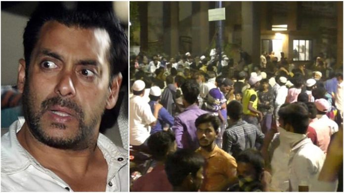 Thousands of people gather in Bhiwandi, Mumbai after rumours spreader that Salman Khan was going to distribute money and food ahead of Ramzan Eid