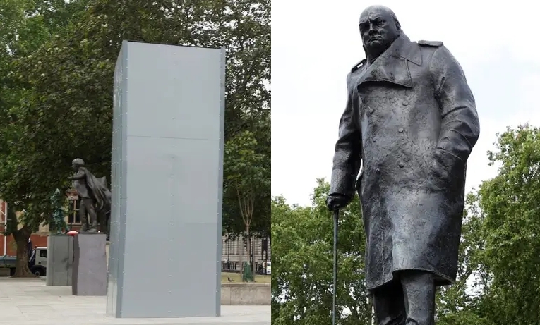 Statues of Churchill, Gandhi, Mandela in London covered in boxes ahead of BLM protests as protestors demand removal of statues of ‘racists’