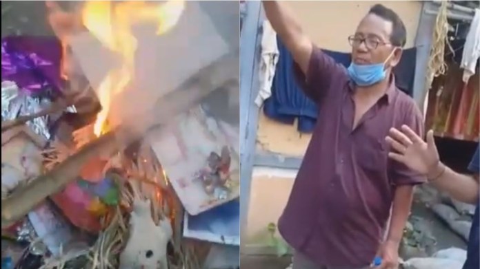 Pastor burnt Goddess Idols and Symbols