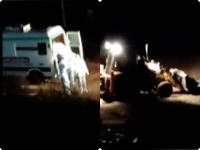 Probe ordered after a video of NMC officials dumping coronavirus bodies through an earth-mover goes viral on the internet