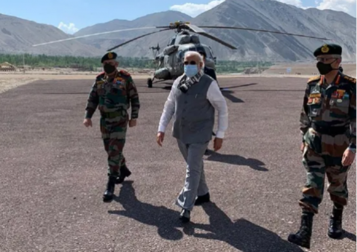 PM Modi makes a surprise visit to Ladakh with CDS and COAS