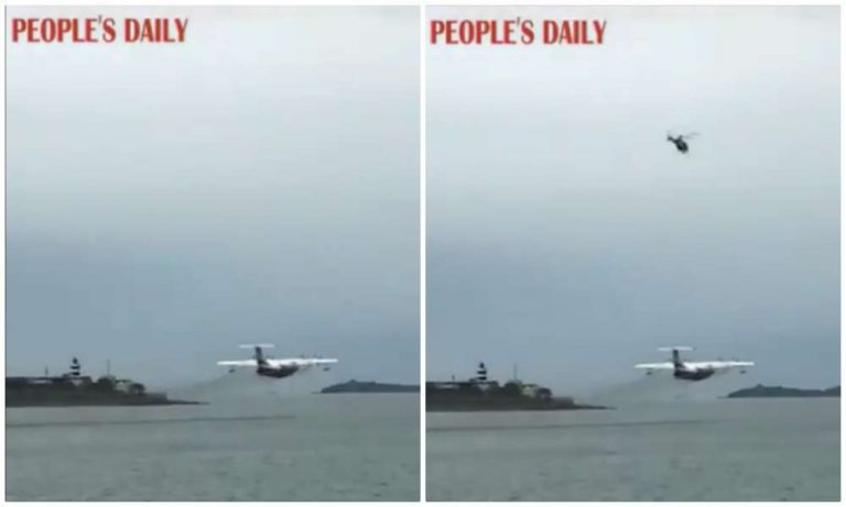 Watch: Chinese govt mouthpiece tweets video of ‘world’s largest’ amphibious aircraft with a mysterious helicopter appearing out of nowhere