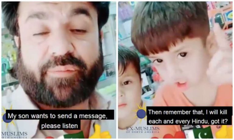 “I will kill all Hindus”: Pakistani man makes his kid display bigotry in all glory over construction of temple in Islamabad. Watch video