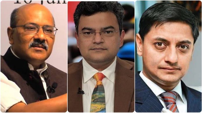 Shekhar Gupta misquotes tweets posted by Anand Ranganathan and Sanjeev Sanyal to allege that their posts prompted Bloomsbury to cancel the book on Delhi Riots