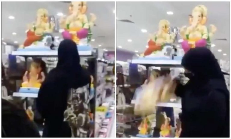 Bahrain: Video of burqa-clad woman breaking Hindu idols goes viral, Islamists hail and celebrate on social media