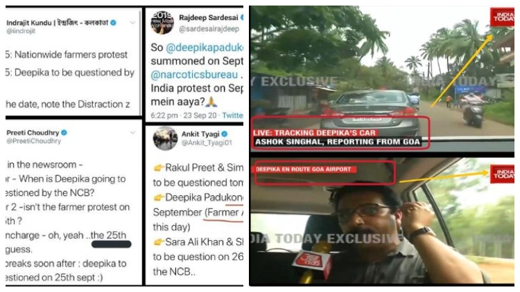 India Today journalists whine about media coverage on Deepika summons by NCB only to tail her car giving live updates from Goa