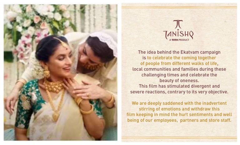 ‘We withdraw this film keeping in mind hurt sentiments’: Hindus win, Tanishq issues statement