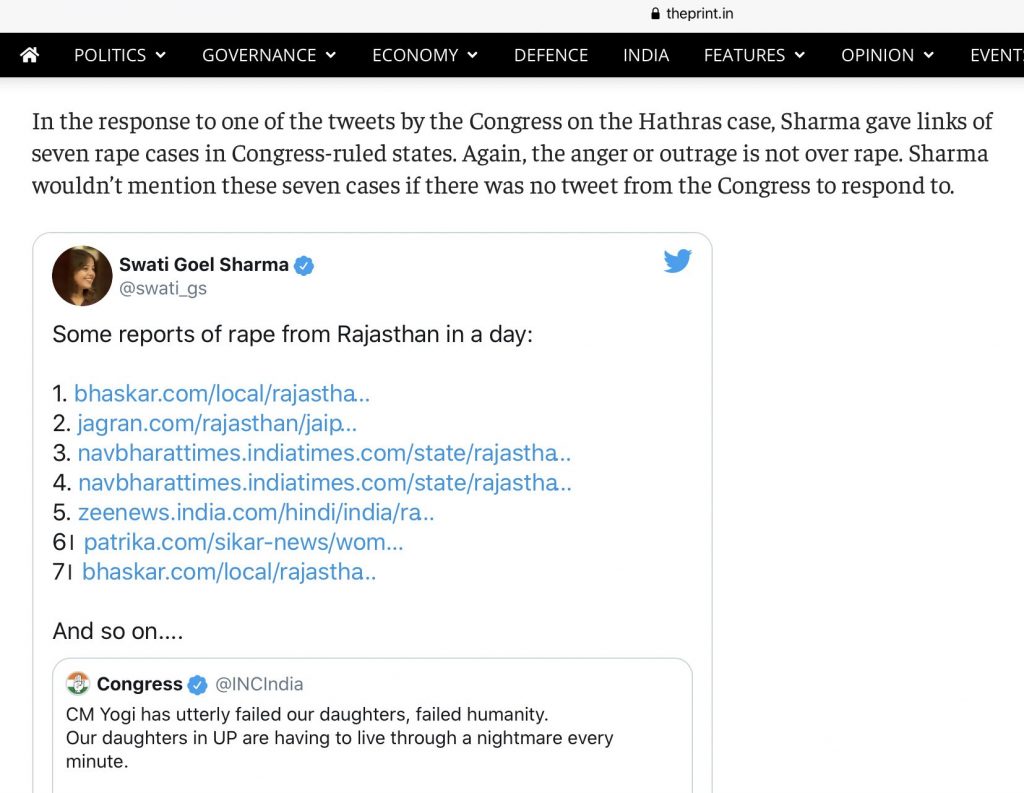 What The Print wrote about journalist Swati Goel Sharma