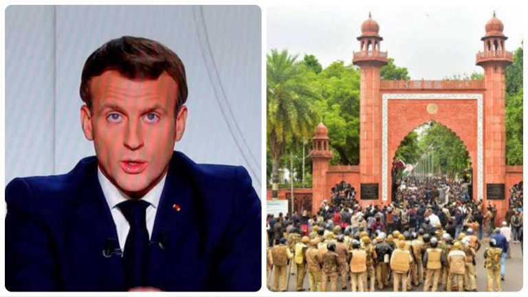 AMU students, who wanted to dig ‘Hindutva ki kabar’, now protest against French President for standing up to Jihad after ‘blasphemy’ beheadings