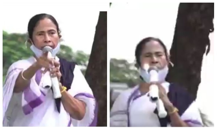 TMC calls Mamata Banerjee ‘vaccine’ against ‘BJP pandemic’ as she throws a torchlight inside her mouth for mysterious reasons