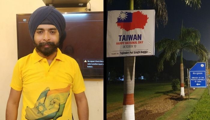 BJP leader Tajinder Bagga puts Taiwan National Day hoarding outside the Chinese embassy, draws praise from Taiwanese MP and citizens