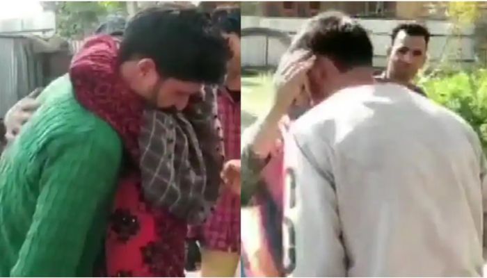 Kashmir: Two terrorists, Abid and Mehraj, surrender before the Indian army after the intervention of parents