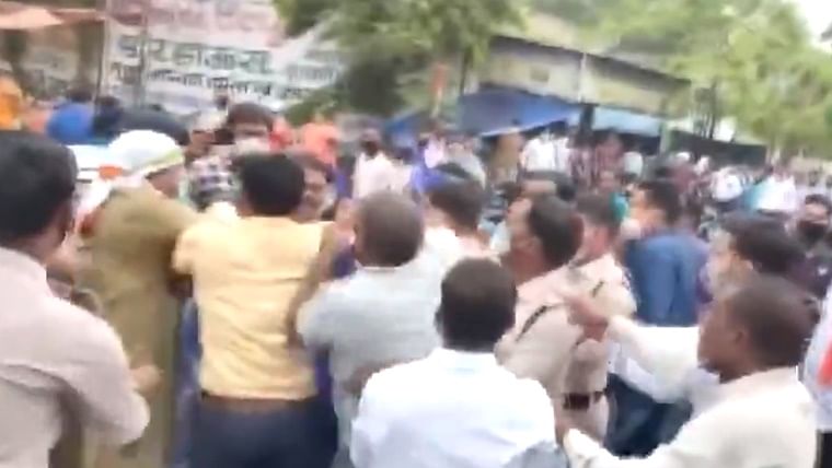 Watch: Bhim Army and Congress workers clash in Chhatisgarh during protest against Hathras incident