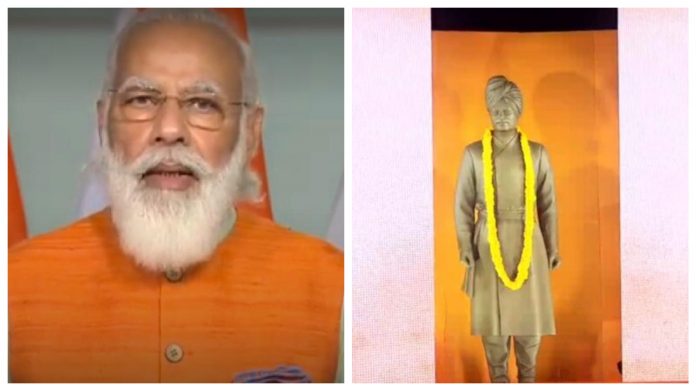 PM Modi unveils the statue of Vivekananda in JNU