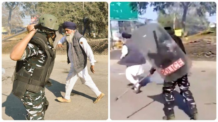 Congress leaders Rahul Gandhi and Shashi Tharoor share a cunningly edited picture to allege that Modi government is ruthlessly using force against 'farm' protesters