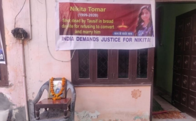 ‘Killed because she refused to convert and marry him’: Posters outside Nikita Tomar’s house seek death penalty for her murderer Touseef