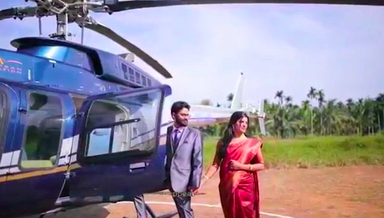 Wayanad: Bride lands for wedding in a helicopter, people gather thinking Rahul Gandhi has come