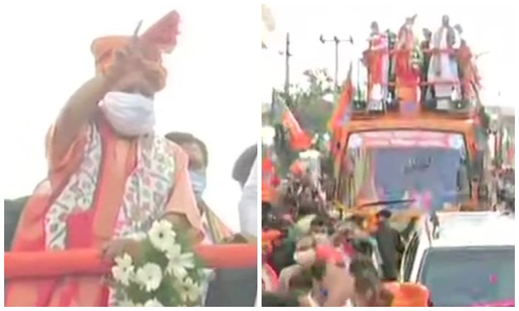 Yogi Adityanath campaigns for BJP in Hyderabad for upcoming municipal polls, holds a roadshow in Malkajgiri area