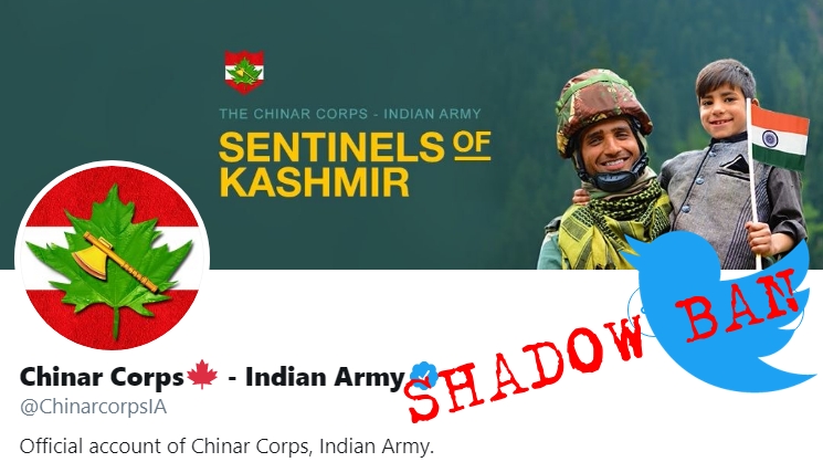 Twitter accused of shadow-banning Indian Army’s Chinar Corp’s account, complaint filed by Delhi-based activist group