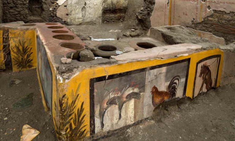 2000 years old Roman-era food stall buried in volcanic ash unearthed in Pompeii in Italy
