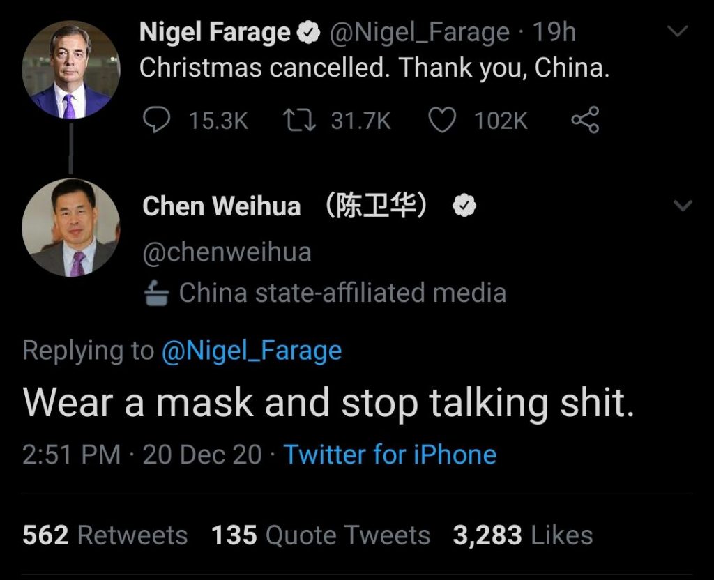 Chen Weihua goes off at Nigel Farage