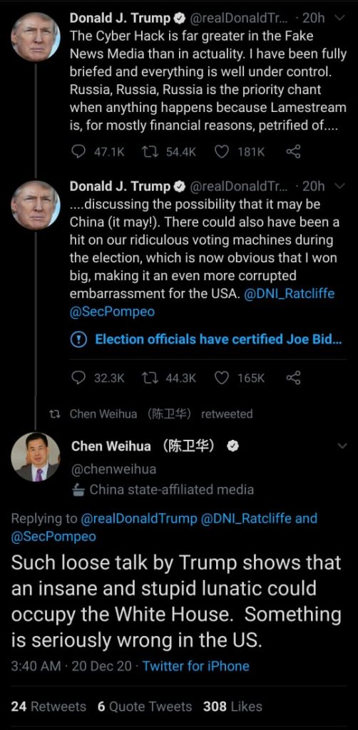 Chen Weihua calls Donald Trump a "stupid lunatic"