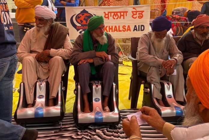 Khalsa Aid India opens foot massage center at Singhu Border