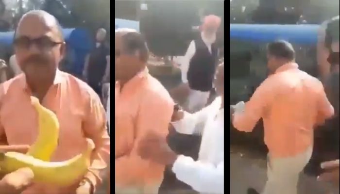 ‘Kejriwal ne kela bheja hai’: AAP worker kicked out by protestors for handing out 1 banana per person, BJP, Congress tweet viral video