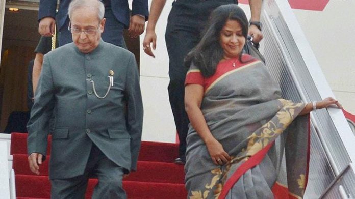 Sharmistha Mukherjee with Pranab Mukherjee
