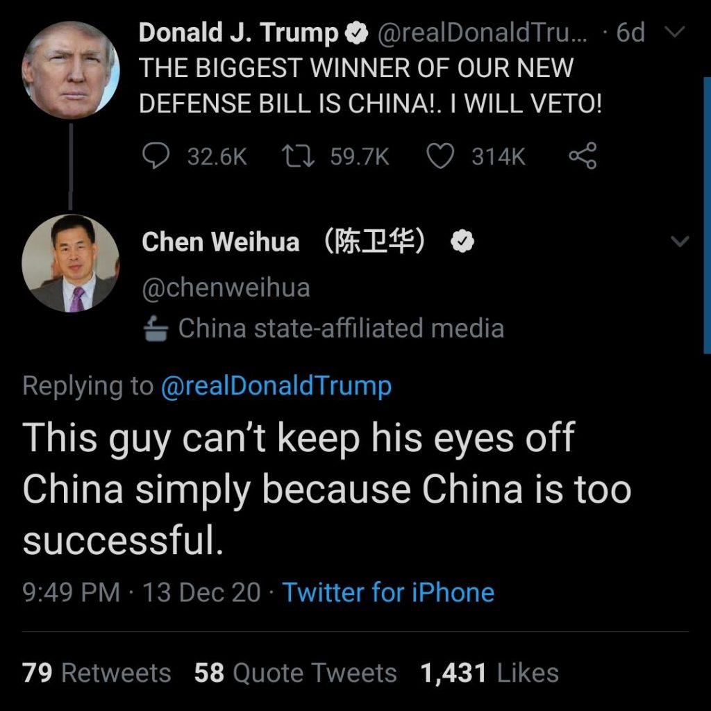 Chen Weihua vs Donald Trump