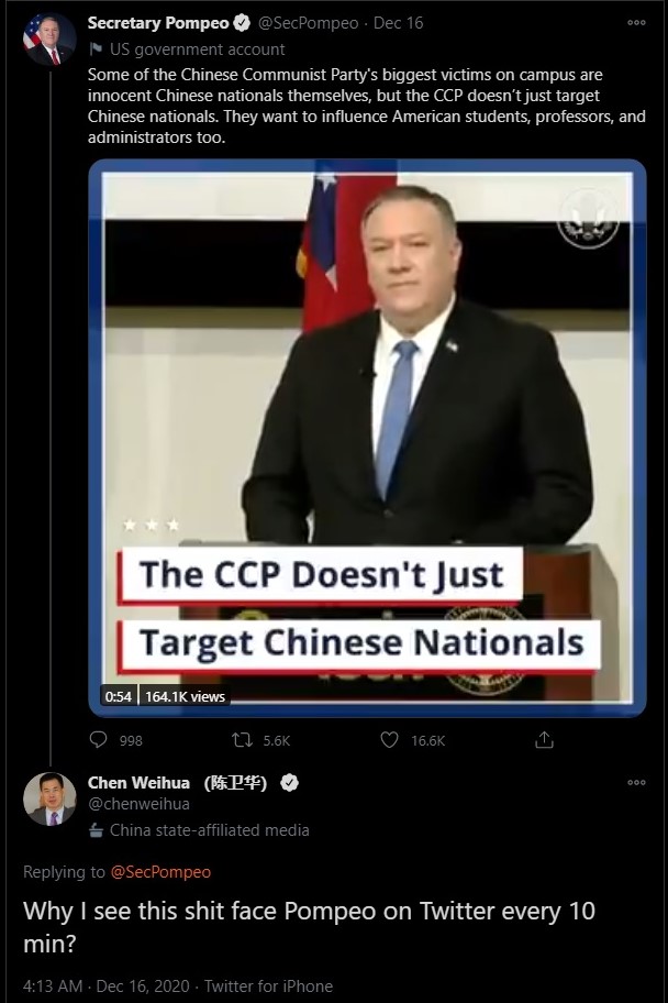 Chen Weihua gets abusive, again.