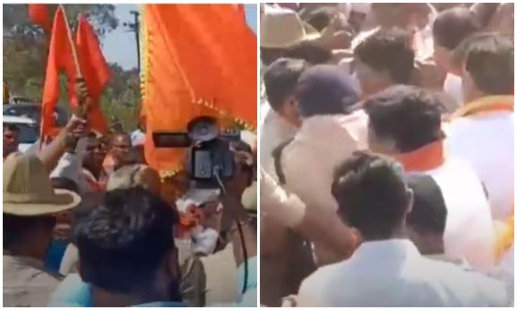 Uddhav stirs up Belagavi issue, Shiv Sena activists stopped by police from removing Karnataka flag. Details