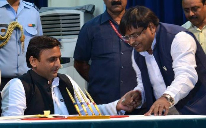 Gayatri Prajapati with Akhilesh Yadav