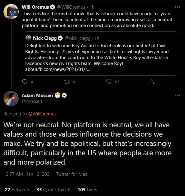 Head of Instagram admits Facebook is not a neutral platform