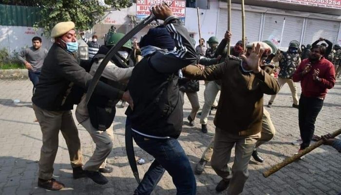 Singhu border: ‘Farmer protestors’ attack police official with a sword, pelt stones at locals who were asking them to vacate area