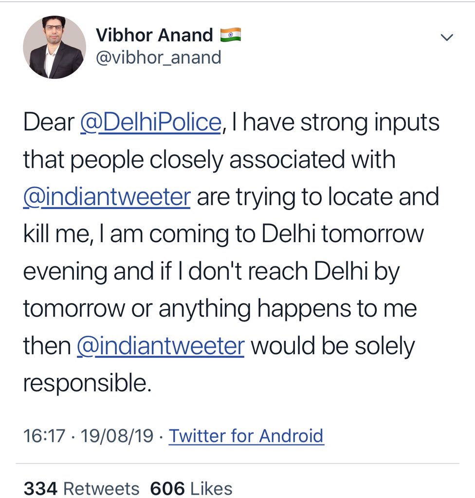 Vibhor Anand claims people are trying to kill him