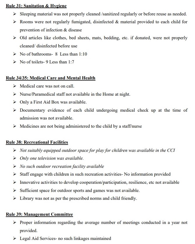 Violations at Khushi Rainbow Home for girls